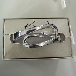 Kim Rogers Silver-Tone Hinged Cuff Bracelet – Sculptural Statement Piece